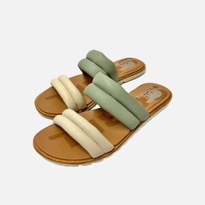 Sorel Ella II Puff Slide Sandal Safari/Chalk Size 6